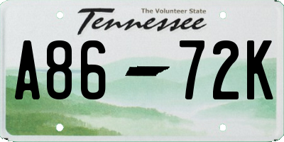 TN license plate A8672K
