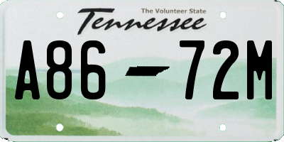 TN license plate A8672M