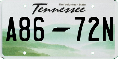TN license plate A8672N