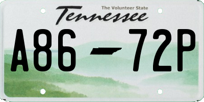 TN license plate A8672P