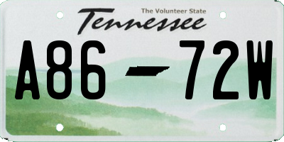 TN license plate A8672W