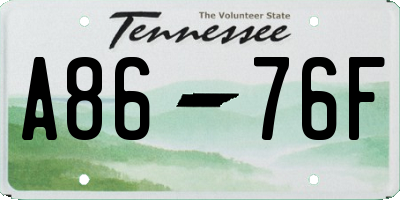 TN license plate A8676F