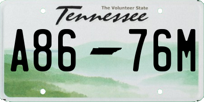 TN license plate A8676M