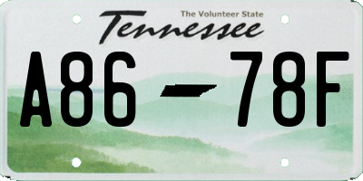 TN license plate A8678F