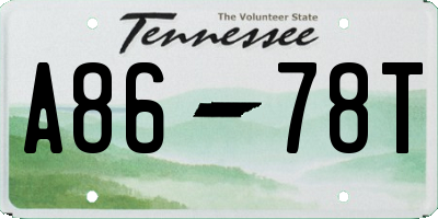 TN license plate A8678T