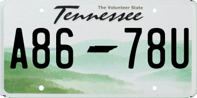 TN license plate A8678U