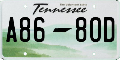 TN license plate A8680D