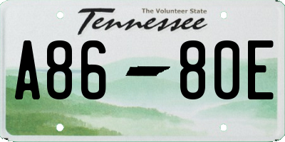 TN license plate A8680E