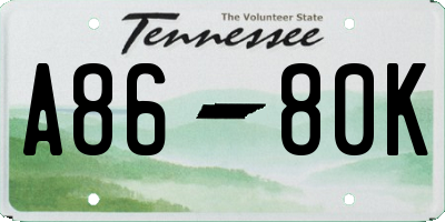 TN license plate A8680K