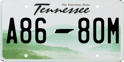 TN license plate A8680M