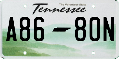 TN license plate A8680N