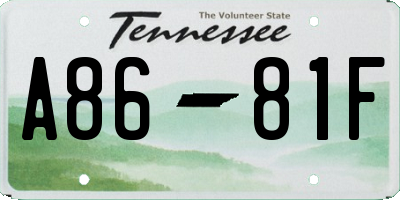 TN license plate A8681F