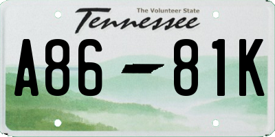 TN license plate A8681K