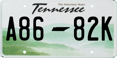 TN license plate A8682K