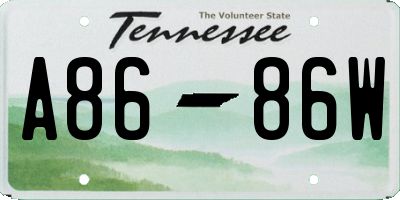 TN license plate A8686W