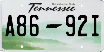 TN license plate A8692I