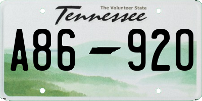 TN license plate A8692O