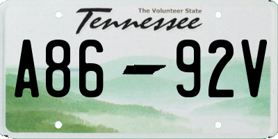 TN license plate A8692V
