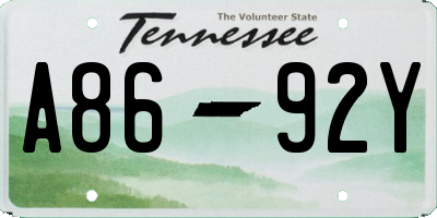 TN license plate A8692Y