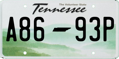 TN license plate A8693P