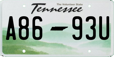 TN license plate A8693U