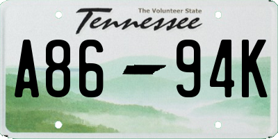 TN license plate A8694K