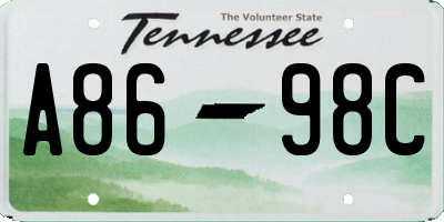 TN license plate A8698C
