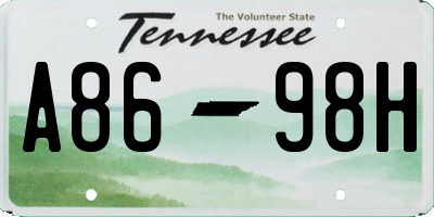 TN license plate A8698H
