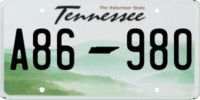 TN license plate A8698O