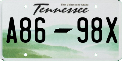 TN license plate A8698X