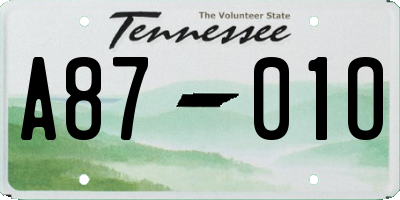 TN license plate A8701O