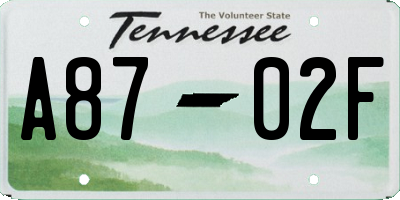 TN license plate A8702F