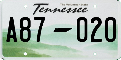 TN license plate A8702O
