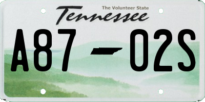 TN license plate A8702S