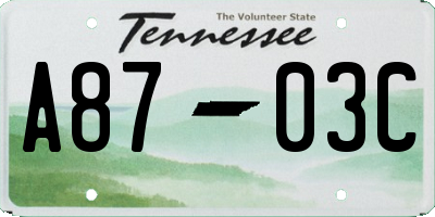 TN license plate A8703C