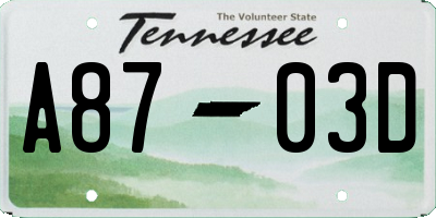 TN license plate A8703D
