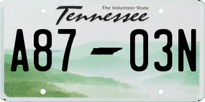 TN license plate A8703N