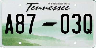 TN license plate A8703Q