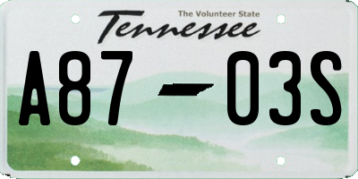 TN license plate A8703S