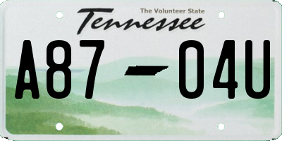 TN license plate A8704U