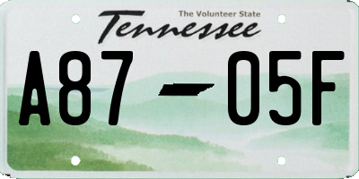 TN license plate A8705F