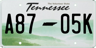 TN license plate A8705K
