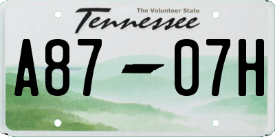 TN license plate A8707H