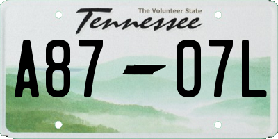 TN license plate A8707L