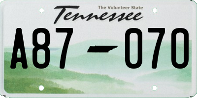 TN license plate A8707O
