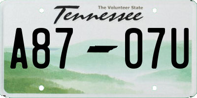 TN license plate A8707U
