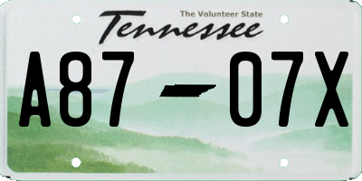 TN license plate A8707X