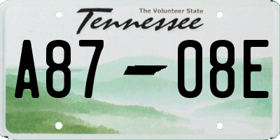 TN license plate A8708E