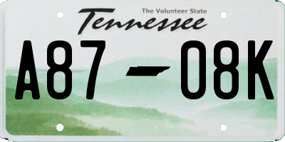 TN license plate A8708K