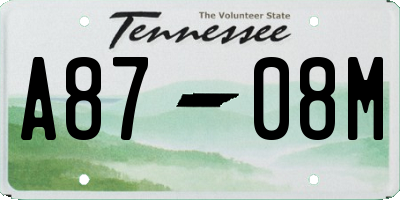 TN license plate A8708M